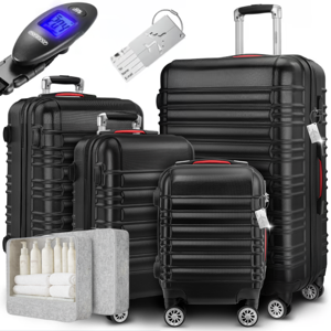 Set trdih kovčkov AERO, 4-delni, ABS, črni