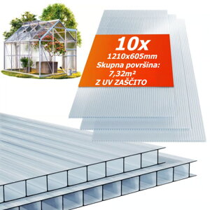 Kanalna polikarbonatna plošča MARK 4mm, 60,5x121x0,4cm, 14 kosov, prozorna