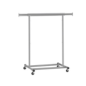 Stojalo za oblačila INEZ na kolesih, maks. 90kg, 83,5x45x160cm, srebrn