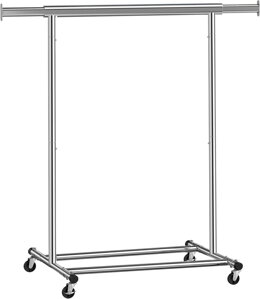 Stojalo za oblačila INEZ na kolesih, maks. 90kg, 83,5x45x160cm, srebrn
