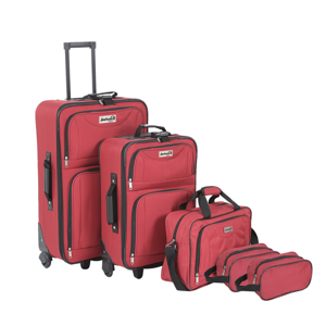 Komplet potovalnih kovčkov TRAVEL, 5-delni, rdeč