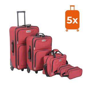 Komplet potovalnih kovčkov TRAVEL, 5-delni, rdeč