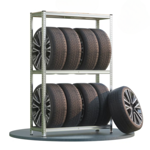Regal za pnevmatike TYRE, 120x40x180cm, maks. 795kg, jeklen/svetlo rjav