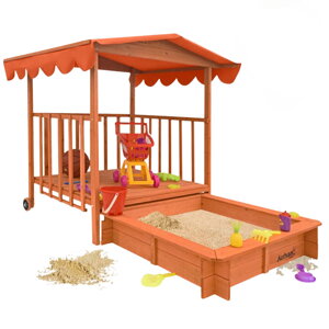 Peskovnik s verando HAPPY, 130x130x143cm, rjavo-oranžen