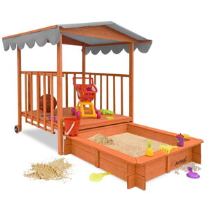 Peskovnik s verando HAPPY, 130x130x143cm, rjavo-siv