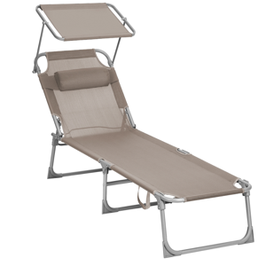 Vrtni ležalnik LAGUNA z nastavljivo senco, 193x59x30cm, rjavo-siva (taupe)