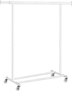 Stojalo za oblačila INEZ na kolesih, maks. 90kg, 83,5x45x160cm, bela