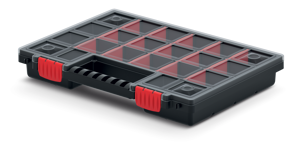 Plastični organizator NORS, 10 kosov, 22 predelkov, 34x25x5cm, črn/prozoren