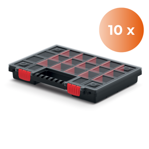 Plastični organizator NORS, 10 kosov, 22 predelkov, 34x25x5cm, črn/prozoren