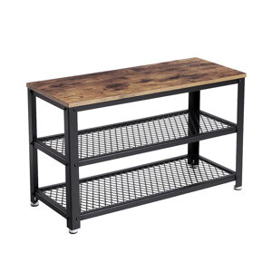 Klop za hodnik s prostorom za čevlje INDY, 73x30x45cm, rjava/črna