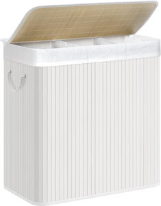 Bambusova košara za perilo DORA, 150 l, bela