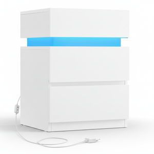 Nočna omarica z osvetlitvijo DAVY, 40x35x55cm, bela