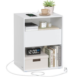 Nočna omarica LUCIANO s funkcijo polnjenja, 35x45x58,3 cm, bela