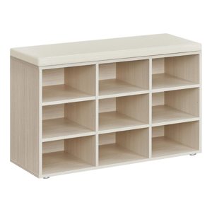 Omarica za čevlje s tapecirano klopjo GABI, 9 predalov, 30,3x78,5x48cm, naravno bež