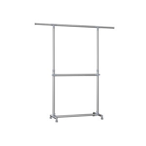 Stojalo za oblačila dvonivojsko JASON, 93x49x113–198cm, srebrn