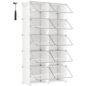 Organizator za čevlje KIMBERLY, 10 škatel, bela/prozorna