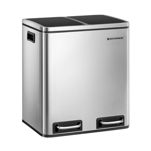Koš za ločevanje odpadkov SORT 30l (2×15l), srebrna/črna