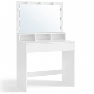 Toaletna mizica VANESA z velikim ogledalom in osvetlitvijo, 80x40x140cm, bela