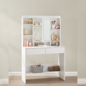 Toaletna mizica ANGELA z osvetlitvijo, 40x90x144,7cm, bela