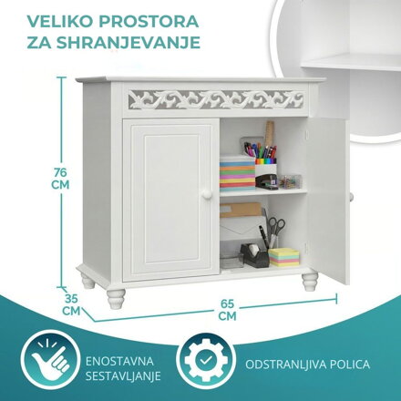 Komoda JERSEY, 76x65x35cm, bela