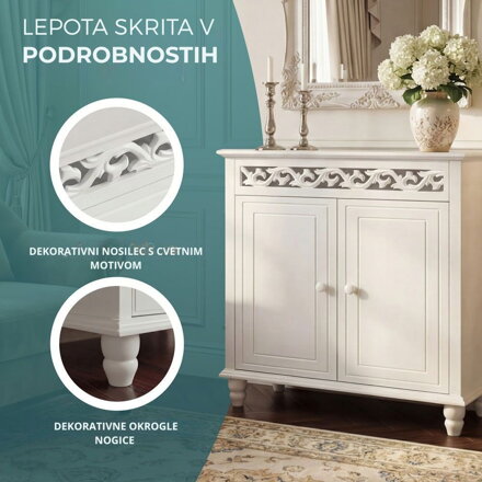 Komoda JERSEY, 76x65x35cm, bela