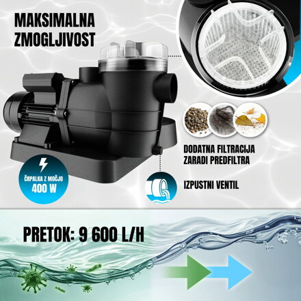 Peščena filtracija za bazen AQUA, 9600 l/h, modra