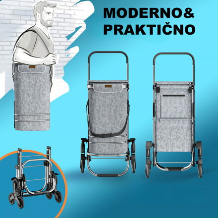 Nakupovalna torba na kolesih za stopnice COMFORT, 50l, siva