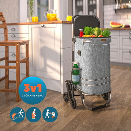 Nakupovalna torba na kolesih za stopnice COMFORT, 50l, siva