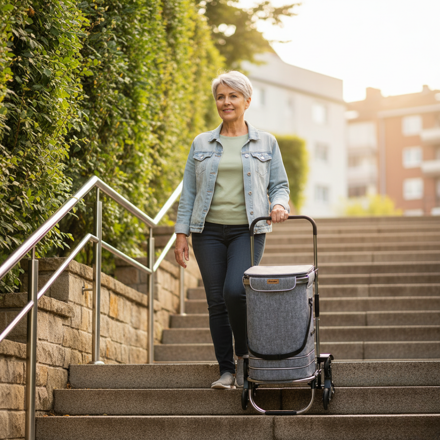 Nakupovalna torba na kolesih za stopnice COMFORT, 50l, siva