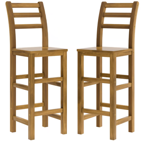 Barski stoli OSLO z naslonjali, 2 kosa, 40x36x110cm, naravno rjavo