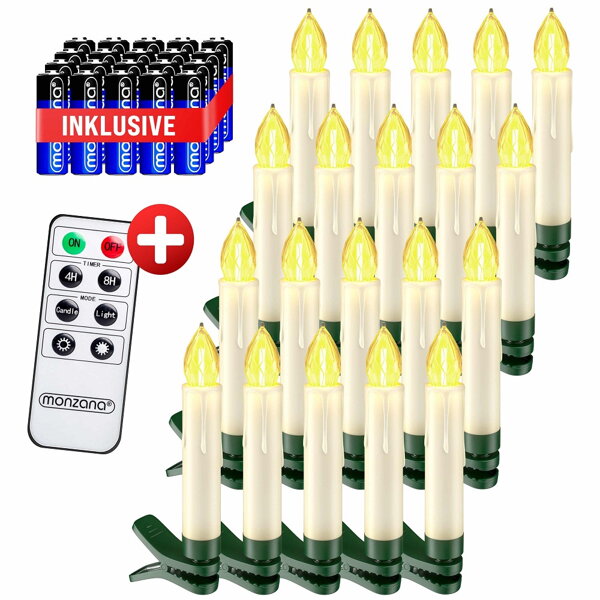 Svečke za božično drevo CANDLE, 20 kosov, 10,5cm, toplo bela