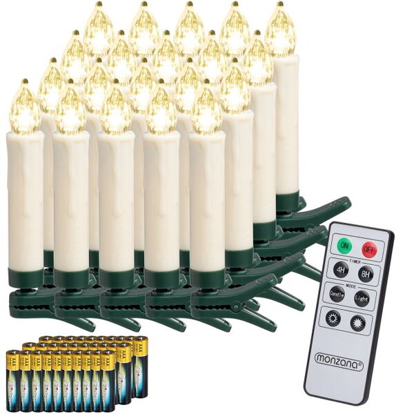 Svečke za božično drevo CANDLE, 20 kosov, 10,5cm, toplo bela