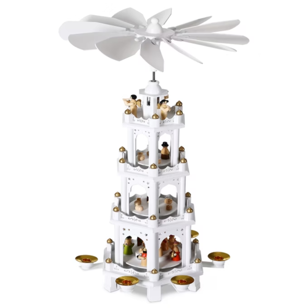 Božična piramida MERRY, 60x20x20cm, bela