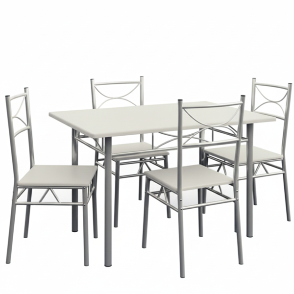 Jedilni komplet PAUL, 5-delni, žametno bel