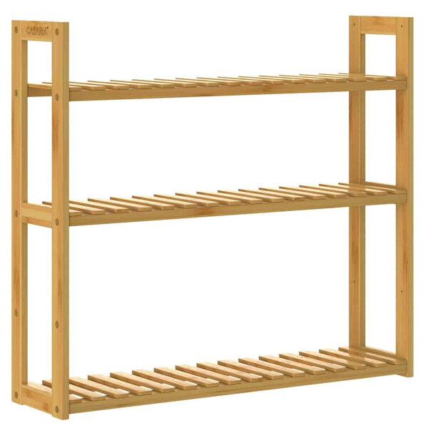 Stenska bambusova polica KAREN, 3 nivoji, 60x15x54cm, rjava