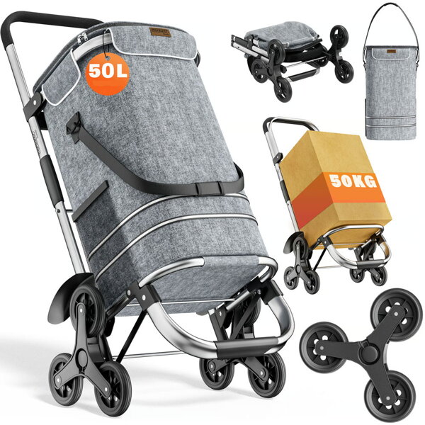 Nakupovalna torba na kolesih za stopnice COMFORT, 50l, siva