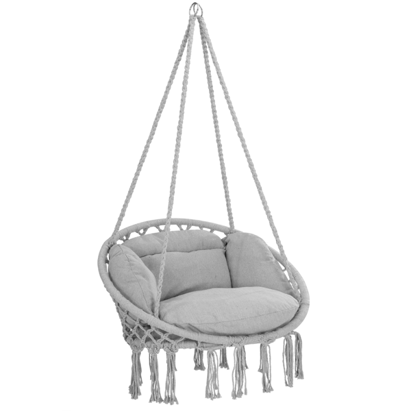 Viseči stol BOHO z blazinami, Ø61cm, svetlo siv