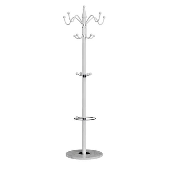 Stoječe obešalo TENZY z marmornim podstavkom, 37x173cm, belo