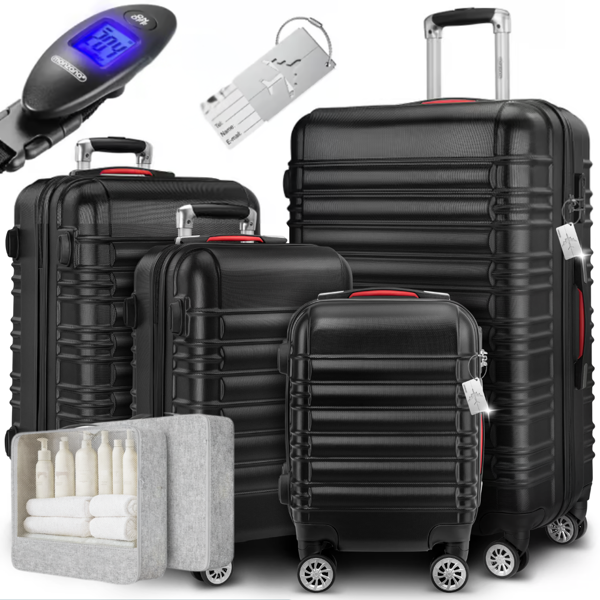 Set trdih kovčkov AERO, 4-delni, ABS, črni