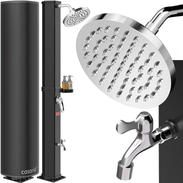 Solarna prha s pokrovom HAVANA, 60 l, črna