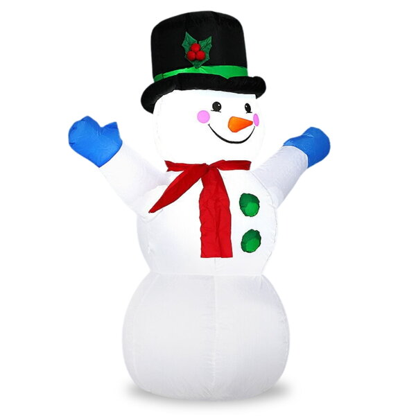 Napihljiv snežak z osvetlitvijo, 120 cm, bel