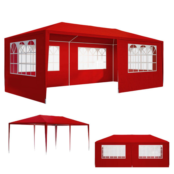 Paviljon za zabave NEAPOL, 3x6m, rdeč