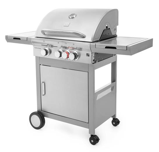 Plinski žar CALIFORNIA BBQ, 4 gorilniki, z redukcijskim ventilom, srebrna