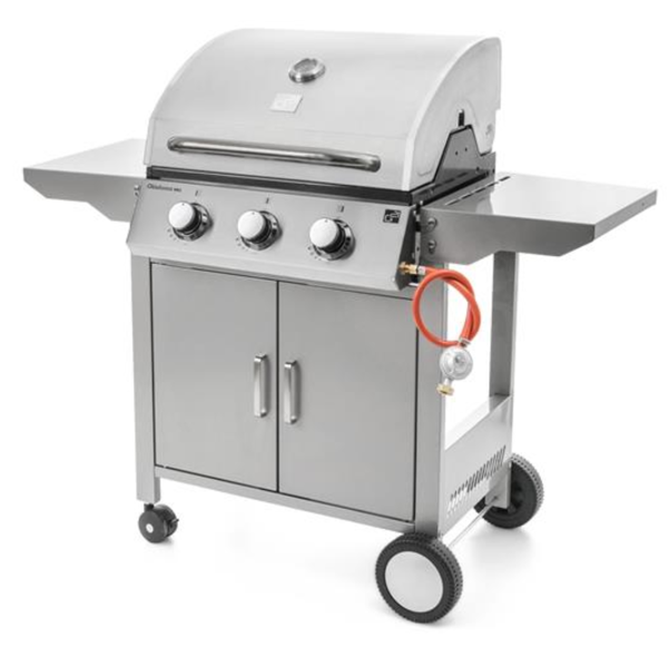 Plinski žar OKLAHOMA BBQ, 3 gorilniki, z redukcijskim ventilom, srebrna