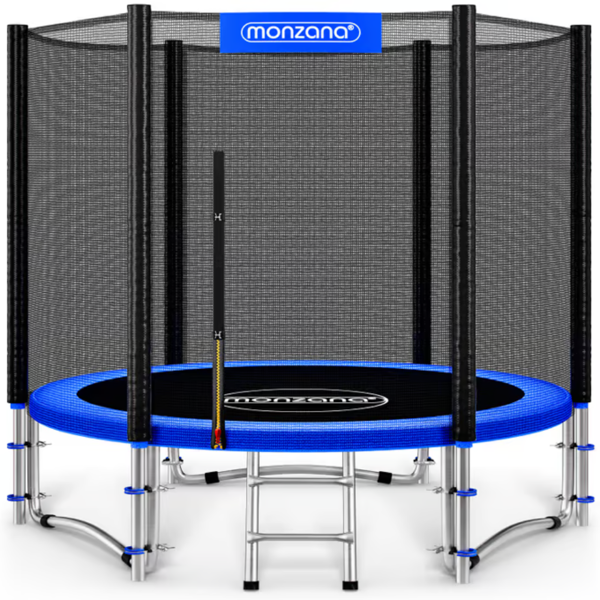 Trampolin z varnostno mrežo JUMP, Ø244cm, črno/modra