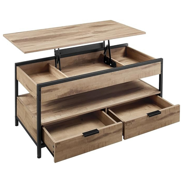 Po višini nastavljiva klubska mizica GASPAR, 50x100x(48–63)cm, camel rjava/črna