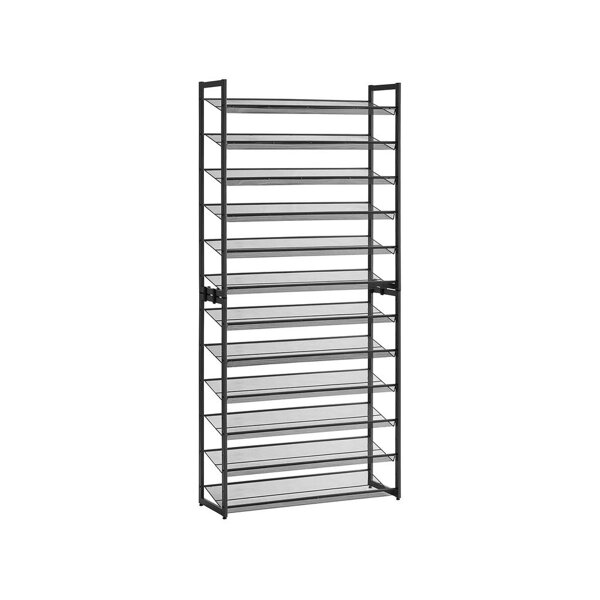 Zložljiv regal za čevlje IDA, 12 polic, 92,5x31x223cm, črn