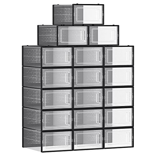 Organizér na topánky MARI, 18boxov, čierna/priesvitná