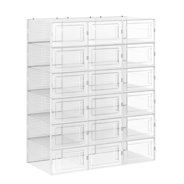 Organizator za čevlje MARI, 18 predalov, prozoren/bela