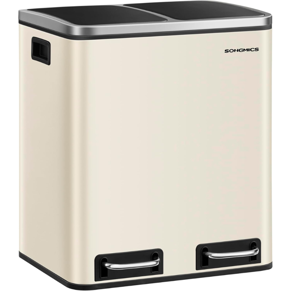 Koš za ločevanje odpadkov SORT 30l (2×15l), bež/srebrna/črna